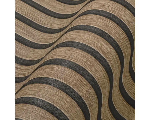 Behang met golfpatroon in houtlook