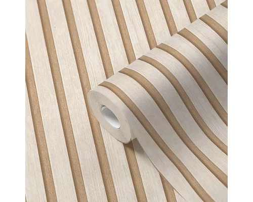 Rol behang met houten lambrisering effect