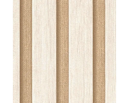 Behang met streepmotief en houtlook