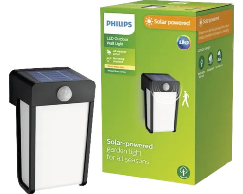 Philips Solar LED buitenmuurlamp met bewegingssensor en productverpakking