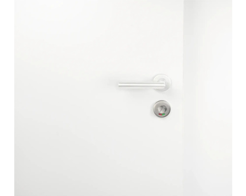 Witte deur met deurklink en slot met bezetindicator