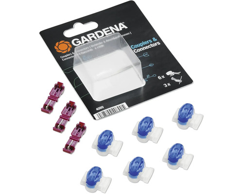 Gardena koppelingen en verbindingsset met zes kabelverbinders en drie slangaansluitingen