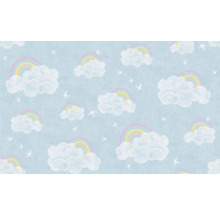 Behang met wolken, regenbogen en vogels