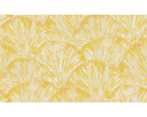 Geel vliesbehang met abstract patroon