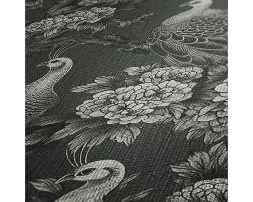 Behang met pauwen en bloemmotief