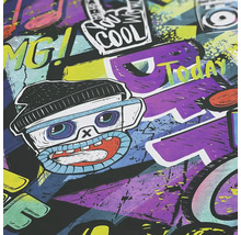 Illustratie met graffitimotieven en stripfiguren