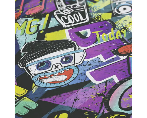 Illustratie met graffitimotieven en stripfiguren
