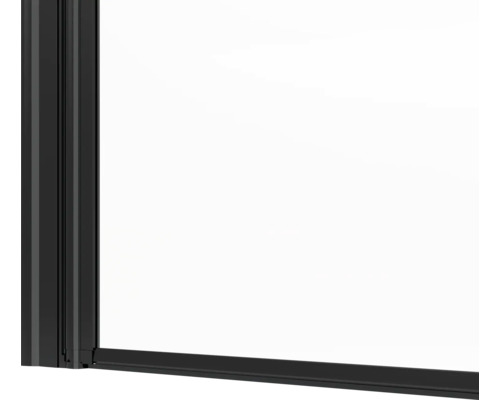 Detailopname van een zwart douchecabineframe