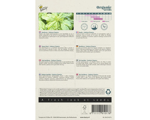 Buzzy Organic Basilicum Italiano Classico zadenverpakking