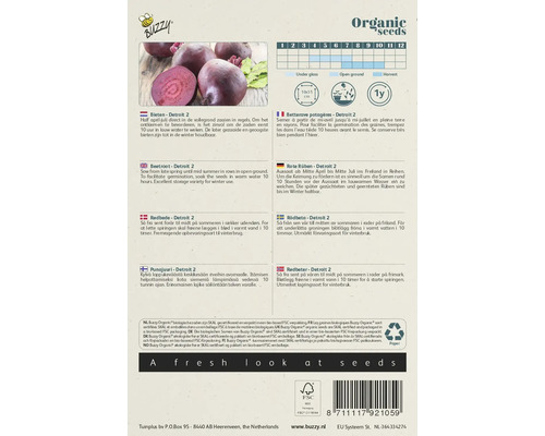 Buzzy Organic rode biet Detroit 2 zadenpakket voor de teelt