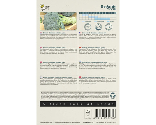 Buzzy Organic Broccoli Calabrese Natalino zaadverpakking