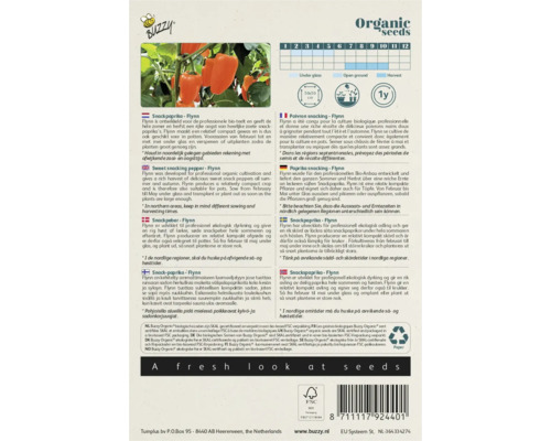 Verpakking zaden voor snackpaprika Flynn