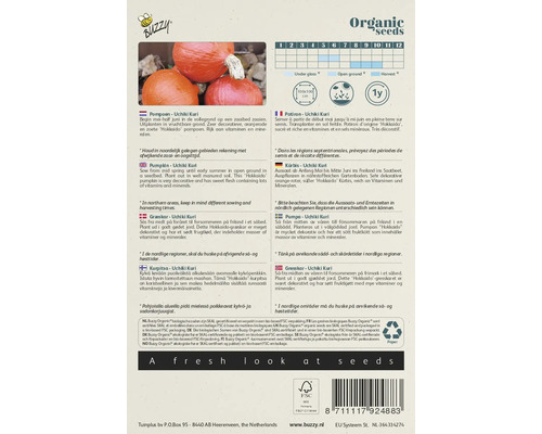 Buzzy Organic Uchiki Kuri pompoenzaden verpakking