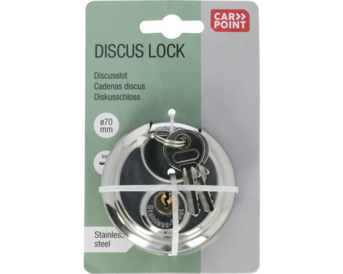 Schijfslot van roestvrij staal met een diameter van 70 millimeter