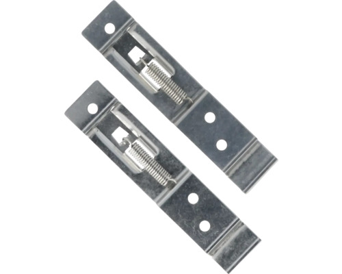 Twee metalen bevestigingsclips met veer voor montage