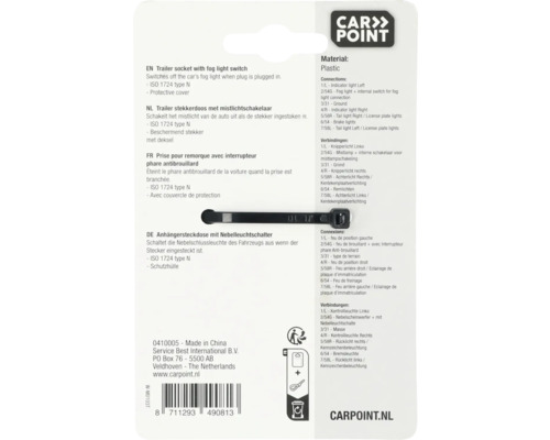 Trailer stekkerdoos met mistlichtschakelaar ISO 1724 type N