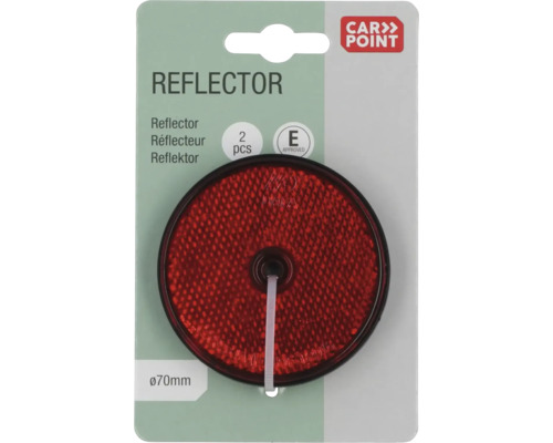 Ronde rode reflector met een diameter van 70 mm, twee stuks