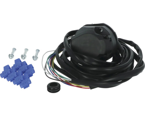 Aanhangercontactdoos met kabel, schroeven en kabelknippers