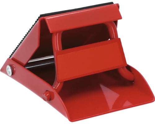 Rode wielkeg van metaal met rubberen pad