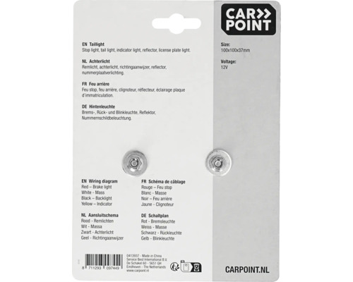 Carpoint achterlicht met remlicht, achterlicht, richtingaanwijzer, reflector en kentekenplaatverlichting
