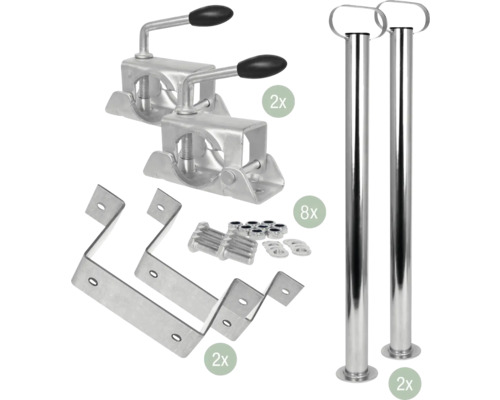 Bootwagen accessoireset met twee klemhouders, twee kielrolhouders, twee kielrollen en schroeven