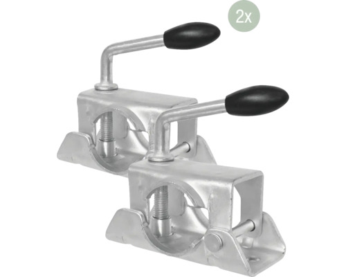 Twee aanhangersteunen met handslinger