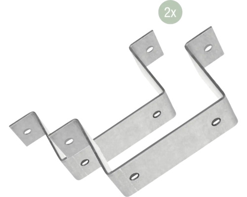 Twee hoekverbinders met gaten voor bevestiging