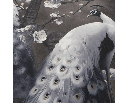 Close-up van textiel met pauwenpatroon