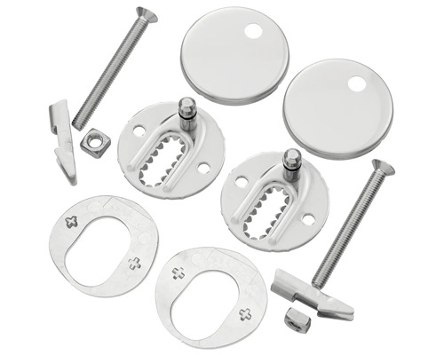 Bevestigingsset voor toiletbrillen met schroeven, moeren en afdekkingen