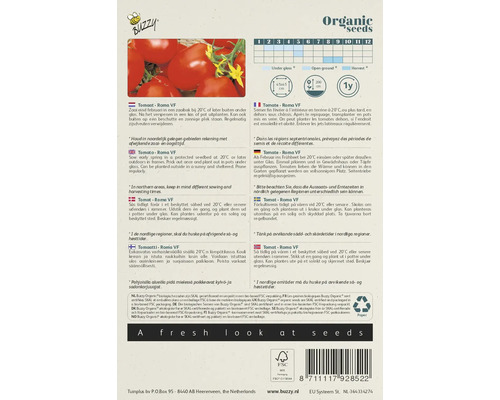 Buzzy Organic Roma VF tomatenzaden verpakking
