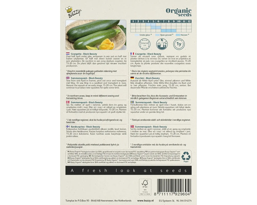 Buzzy Organic Black Beauty courgette zadenverpakking