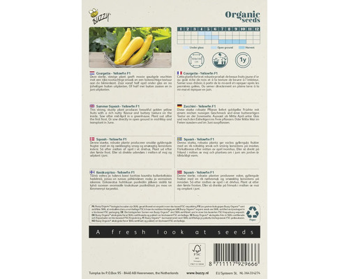 Buzzy Organic Courgette Yellowfin F1 zaadverpakking