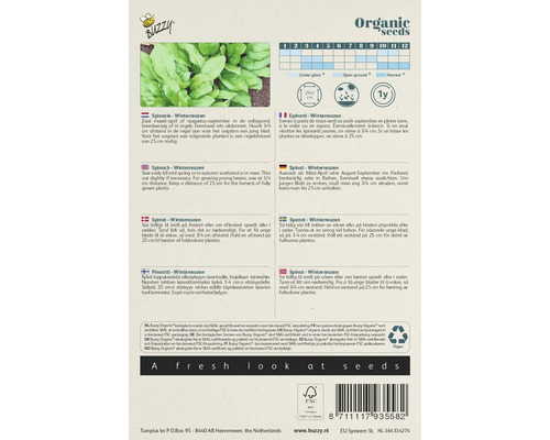 Buzzy Organic Spinazie Winterreuzen zadenpakket