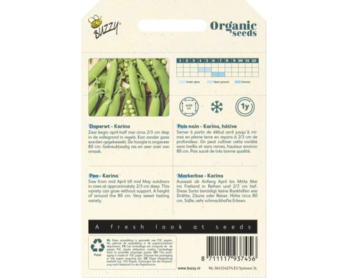 Karina doperwten zadenpakket voor buiten kweken