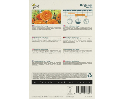 Buzzy Organic Goudsbloem Ball''s Orange zadenverpakking