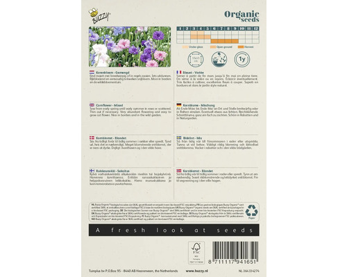 Zadenmix korenbloem gemengd voor zaaien van maart tot mei