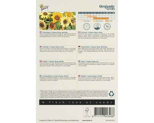 Buzzy Zonnebloemen Compact Spray zaadverpakking