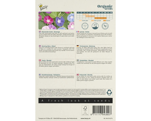 Zadenpakket Buzzy Organic Morning Glory Mengsel voor klimplanten