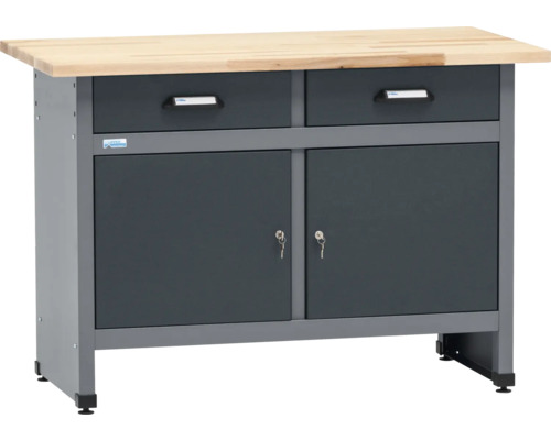 Werkbank met twee laden, onderkast en houten werkblad