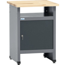 Werkbank met deur, houten blad en metalen frame