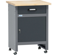 Werkbankwagen met lade, deur en houten blad
