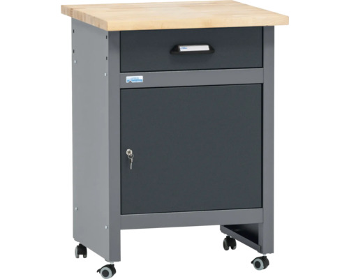 Werkbankwagen met lade, deur en houten blad