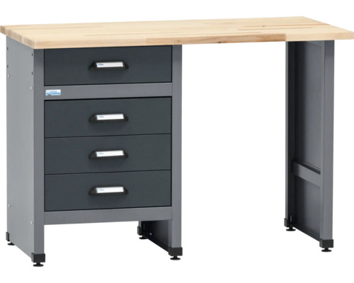 Werkbank met vier lades en houten blad
