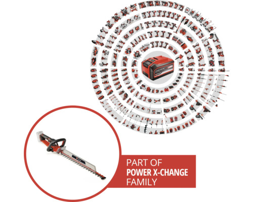 Einhell Power X-Change accu familie met accu, oplader en heggenschaar