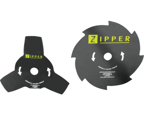 Zipper grassnijbladen set, inclusief drietandig blad en cirkelzaagblad