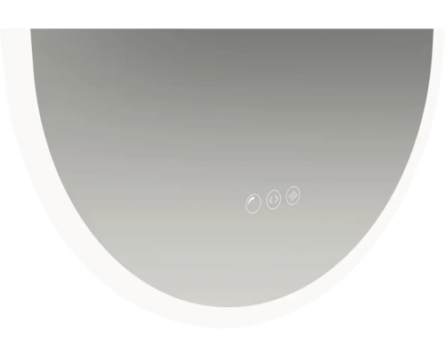 Uitsnede van een spiegel met aanraakschakelaars