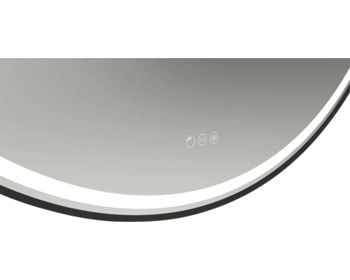 Detailopname van een spiegel met aanraaksensorsymbolen