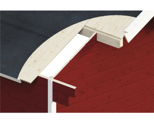 Detailaanzicht van een houten huis met dakconstructie