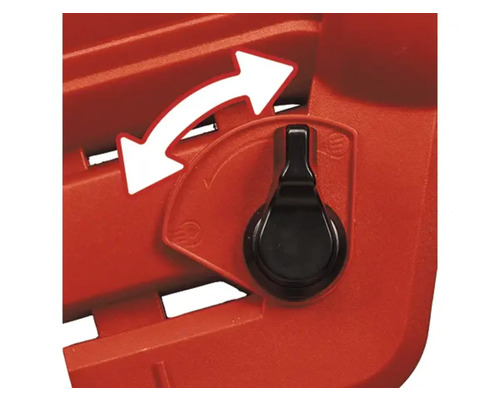 Detailopname van een verstelmechanisme met pijl op een stuk gereedschap