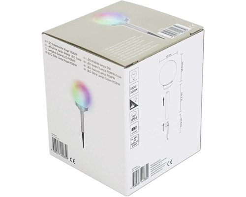 Verpakking van een LED-solar lamp in bolvorm met kleurverandering